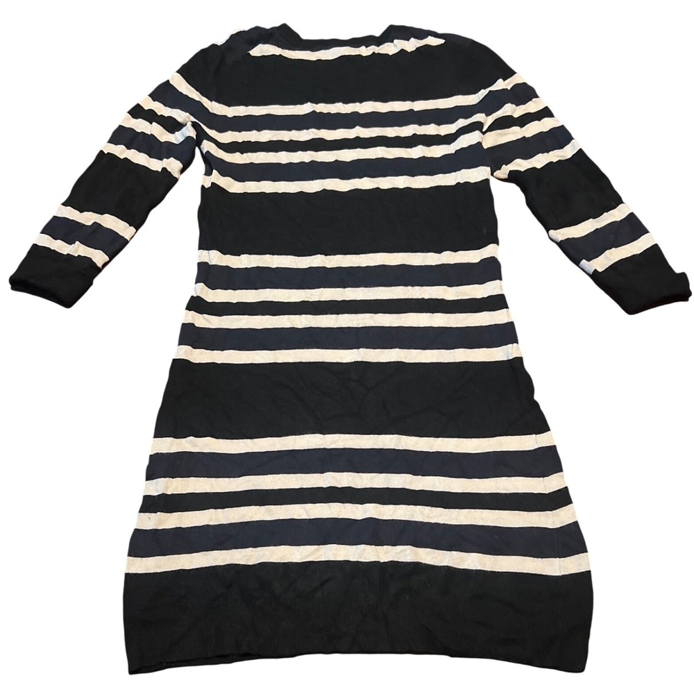 FRENCH CONNECTION Striped Knit Sweater Dress Black Cream Size S - Picture 7 of 7